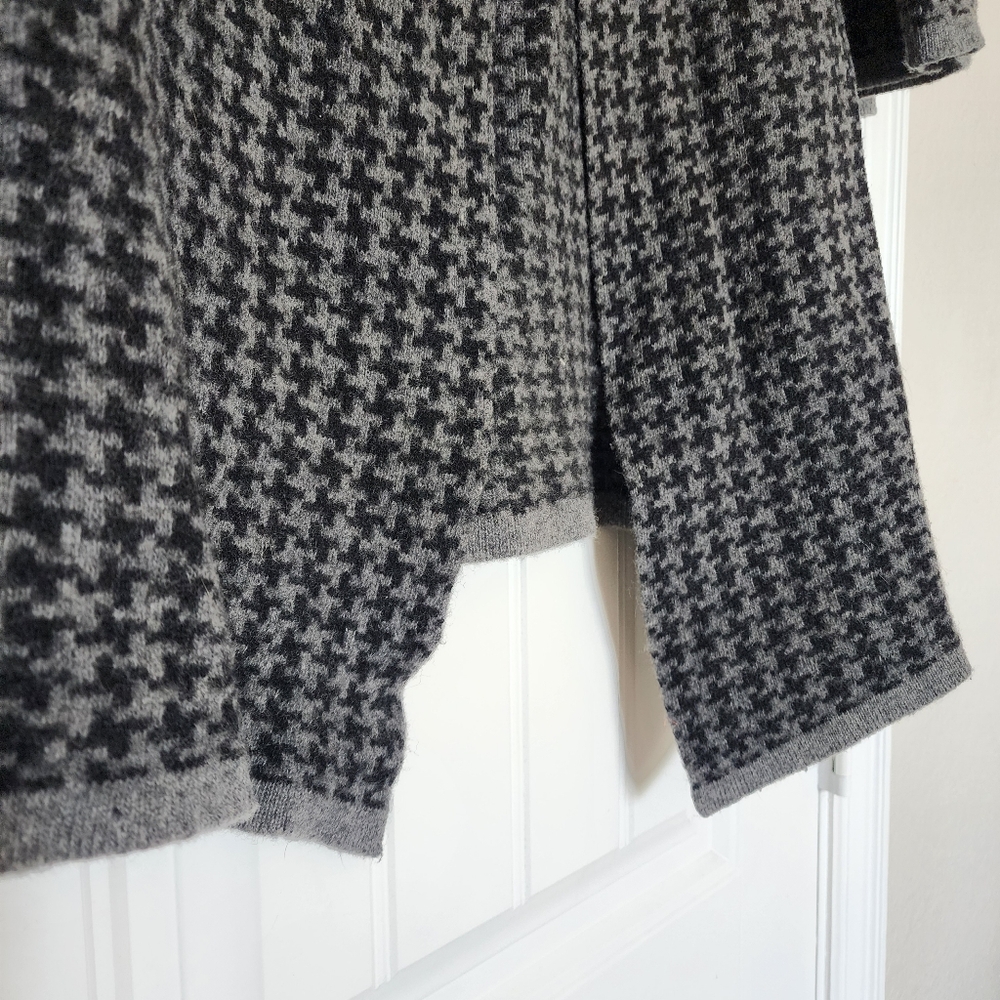 ChiaraMente Women’s Wool Open Cardigan Sweater Houndstooth Gray Large - Picture 4 of 12